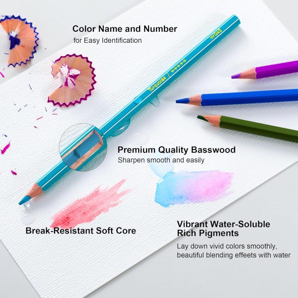 KALOUR 72-Color Professional Watercolor Pencils Set with Brush and Water Brush Pen, Hexagonal Shape, Blendable Wet or Dry, Water-Soluble Colored Pencils for Artists and Beginners - Image 3