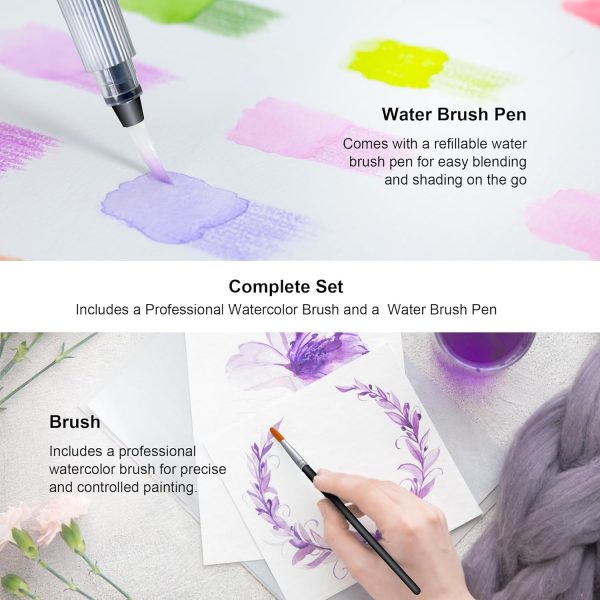 KALOUR 72-Color Professional Watercolor Pencils Set with Brush and Water Brush Pen, Hexagonal Shape, Blendable Wet or Dry, Water-Soluble Colored Pencils for Artists and Beginners - Image 5