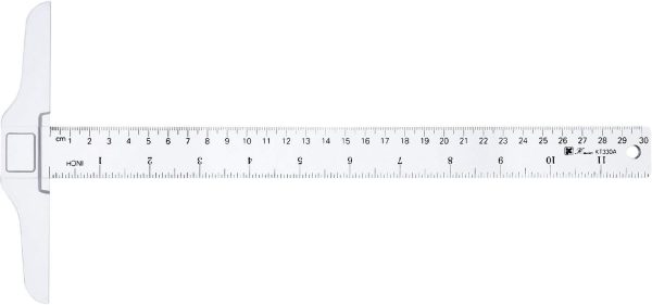Pangda 12 Inch/ 30 cm Junior T-Square Plastic Transparent T-Ruler for Drafting and General Layout Work (1)