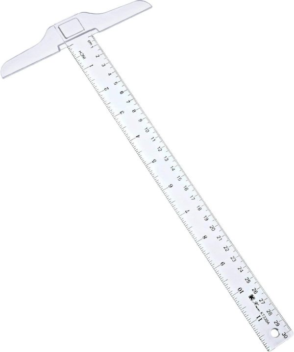 Pangda 12 Inch/ 30 cm Junior T-Square Plastic Transparent T-Ruler for Drafting and General Layout Work (1) - Image 2